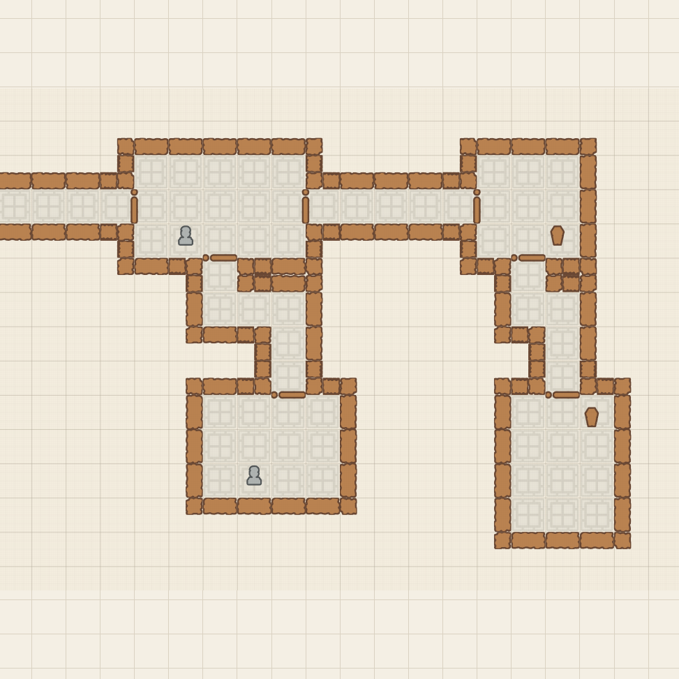 Customized battle map encounter layout with rooms, corridors, and tokens
